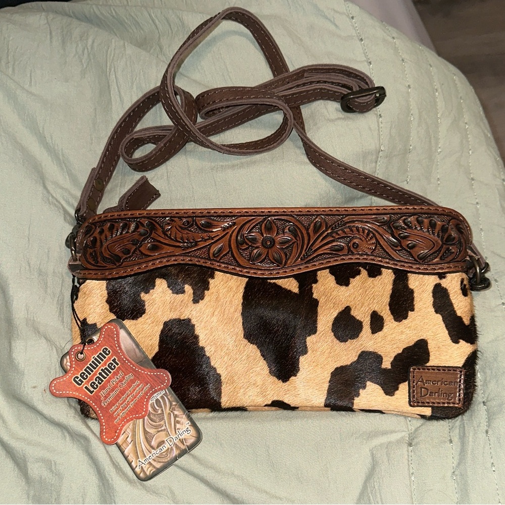 American Darling Brown and Tan Leather Crossbody Bag